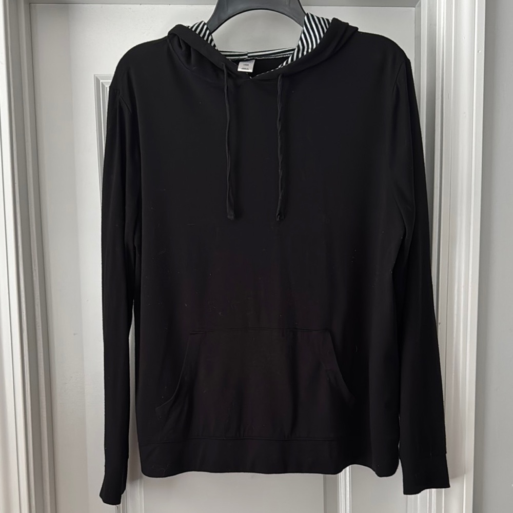 Old Navy Black Hoodie with Striped Hood (L)